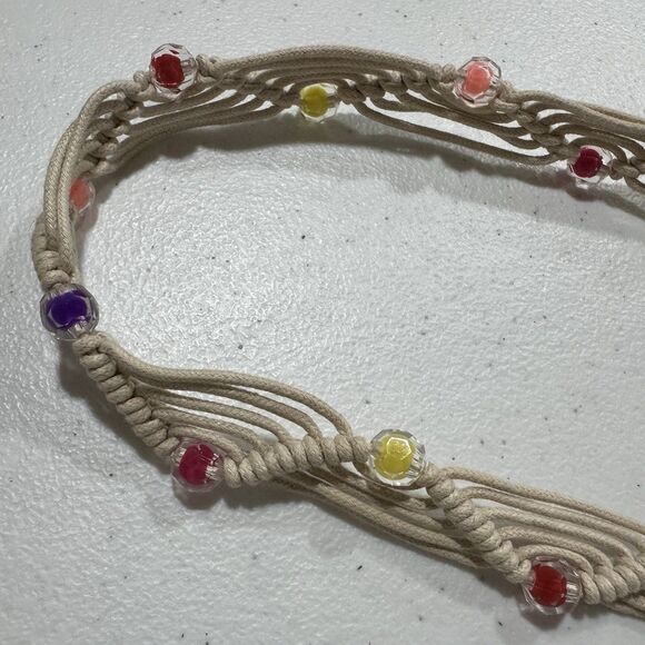 Handmade Macrame Beaded Belt | Boho Hippie Waist Sash | Colorful Rope Knot Tie main image 5